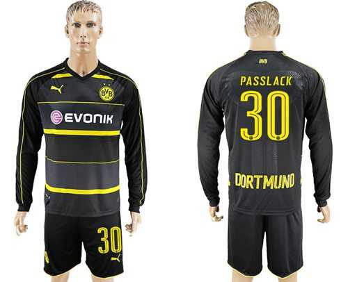 Dortmund #30 Passlack Away Long Sleeves Soccer Club Jersey