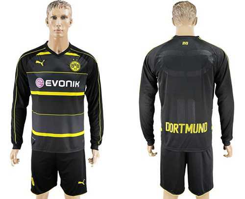 Dortmund Blank Away Long Sleeves Soccer Club Jersey