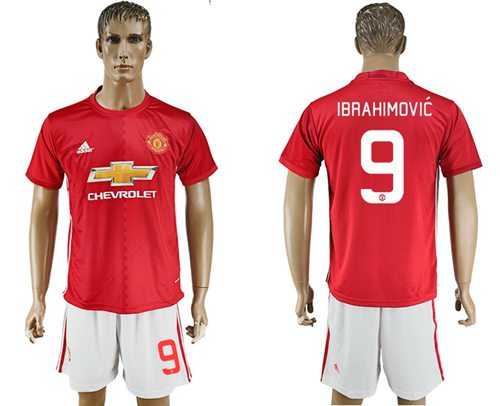 Manchester United #9 Ibrahimovic Home League Soccer Club Jersey