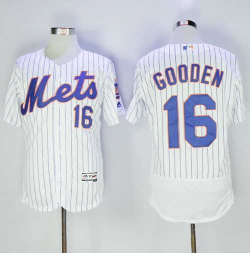 New York Mets #16 Dwight Gooden White(Blue Strip) Flexbase Authentic Collection Stitched Baseball Jersey