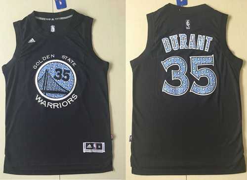 Golden State Warriors #35 Kevin Durant Black Diamond Fashion Stitched NBA Jersey