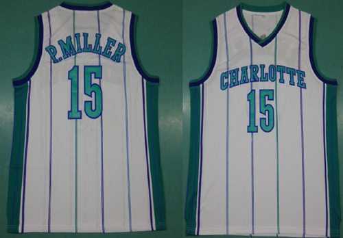 Mitchell And Ness Charlotte Hornets #15 Percy Miller White Throwback Stitched NBA Jersey