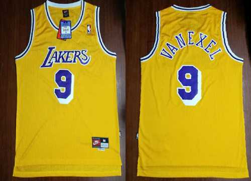 Mitchell And Ness Los Angeles Lakers #9 Nick Van Exel Yellow Throwback Stitched NBA Jersey