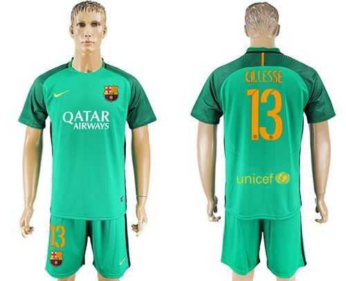 Barcelona #13 Cillesse Green Goalkeeper Soccer Club Jersey