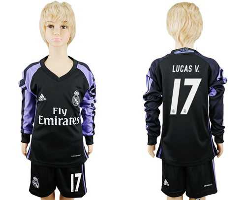 Real Madrid #17 Lucas V. Sec Away Long Sleeves Kid Soccer Club Jersey