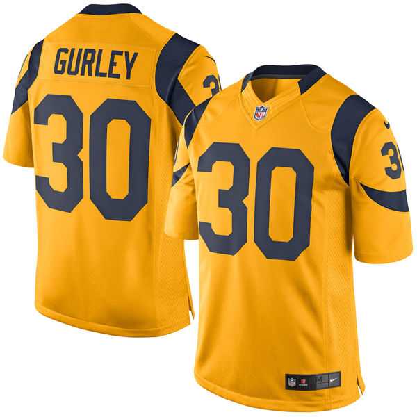 Men's Los Angeles Rams #30 Todd Gurley Gold Color Rush Limited Jersey