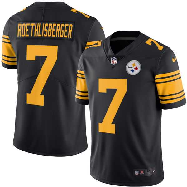 Men's Pittsburgh Steelers #7 Ben Roethlisberger Nike Black Color Rush Limited Jersey