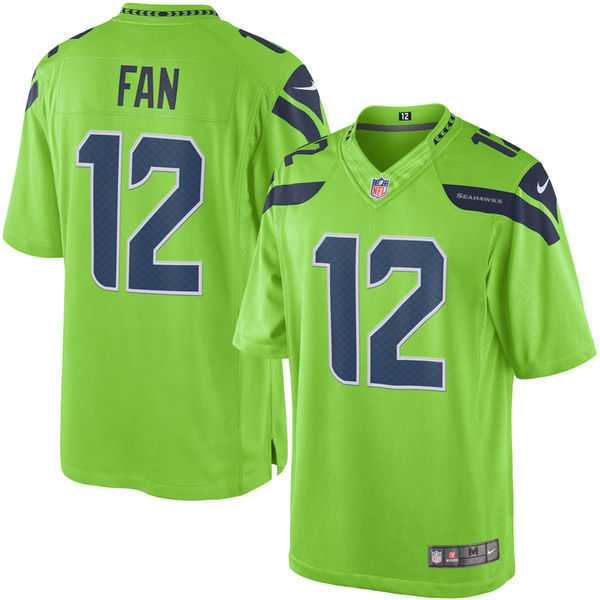 Men's Seattle Seahawks #12 Fan Nike Green Color Rush Limited Jersey