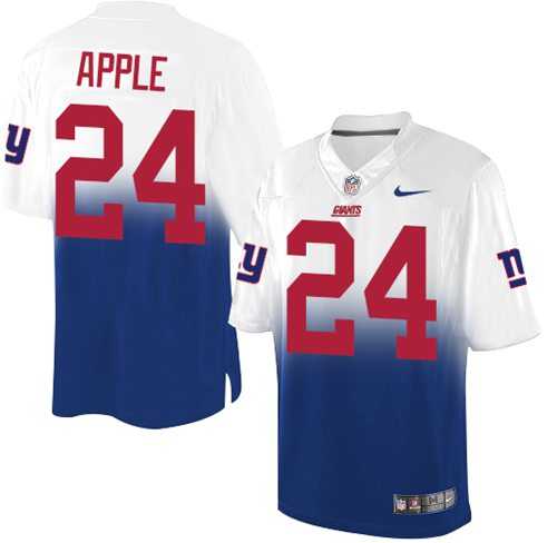 Nike New York Giants #24 Eli Apple Royal Blue White Men's Stitched NFL Elite Fadeaway Fashion Jersey
