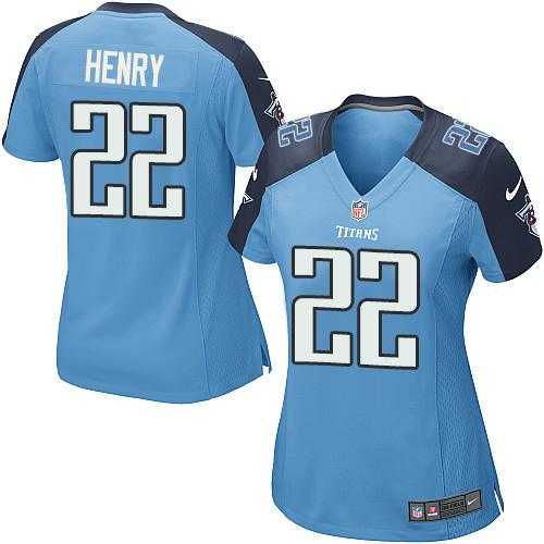 Women's Nike Titans #22 Derrick Henry Light Blue Team Color Stitched NFL Elite Jersey