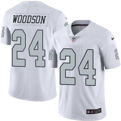 Nike Oakland Raiders #24 Charles Woodson White Men's Stitched NFL Limited Rush Jersey