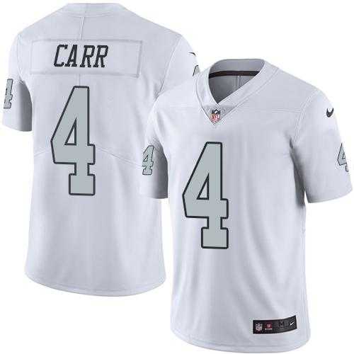 Nike Oakland Raiders #4 Derek Carr White Men's Stitched NFL Limited Rush Jersey
