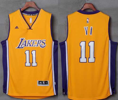 Los Angeles Lakers #11 Yi Jianlian Gold Stitched NBA Jersey