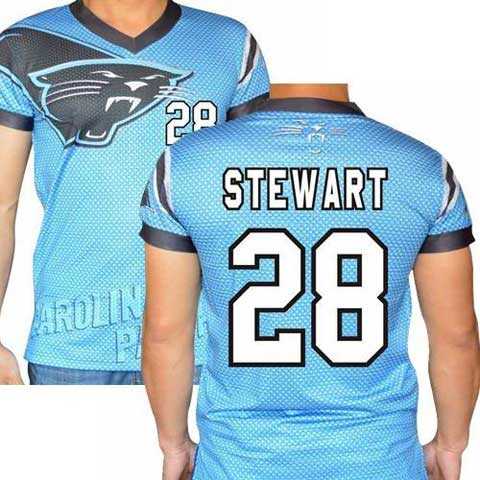 Carolina Panthers #28 Jonathan Stewart Stretch Name Number Player Personalized Blue Mens Adults NFL T-Shirts Tee Shirts