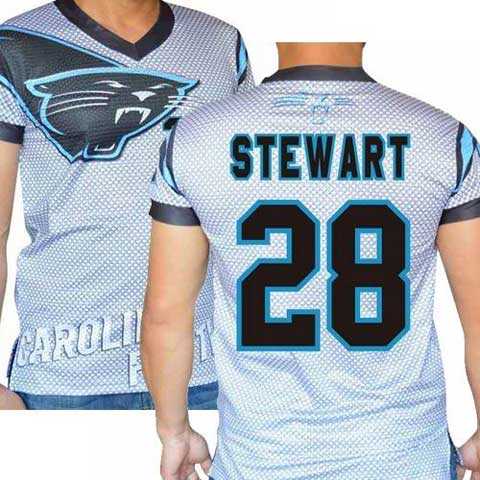 Carolina Panthers #28 Jonathan Stewart Stretch Name Number Player Personalized White Mens Adults NFL T-Shirts Tee Shirts