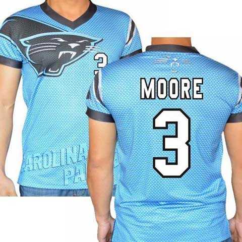 Carolina Panthers #3 Derek Anderson Stretch Name Number Player Personalized Blue Mens Adults NFL T-Shirts Tee Shirts