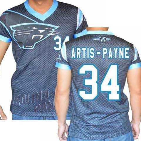 Carolina Panthers #34 Cameron Artis-Payne Stretch Name Number Player Personalized Black Mens Adults NFL T-Shirts Tee Shirts