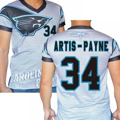 Carolina Panthers #34 Cameron Artis-Payne Stretch Name Number Player Personalized White Mens Adults NFL T-Shirts Tee Shirts