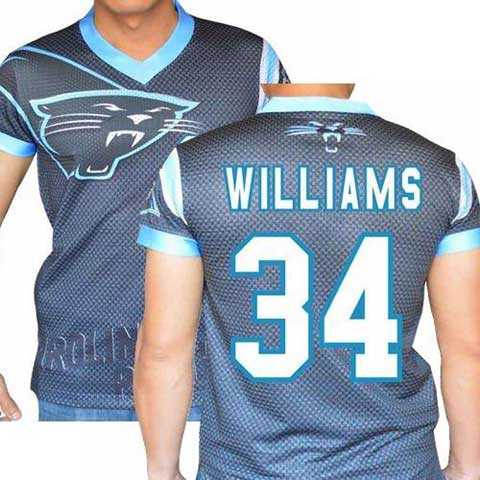 Carolina Panthers #34 DeAngelo Williams Stretch Name Number Player Personalized Black Mens Adults NFL T-Shirts Tee Shirts