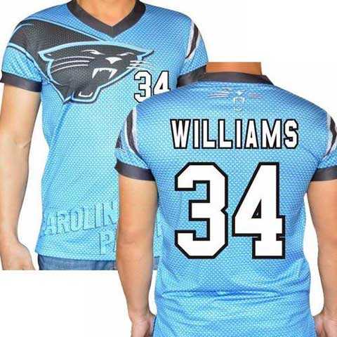 Carolina Panthers #34 DeAngelo Williams Stretch Name Number Player Personalized Blue Mens Adults NFL T-Shirts Tee Shirts