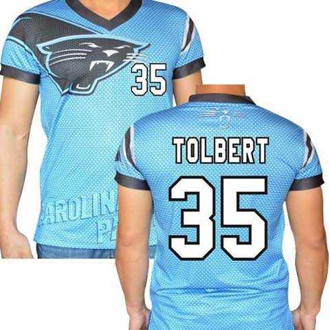 Carolina Panthers #35 Mike Tolbert Stretch Name Number Player Personalized Blue Mens Adults NFL T-Shirts Tee Shirts