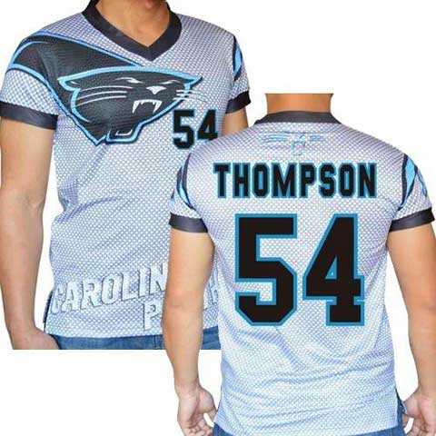Carolina Panthers #54 Shaq Thompson Stretch Name Number Player Personalized White Mens Adults NFL T-Shirts Tee Shirts
