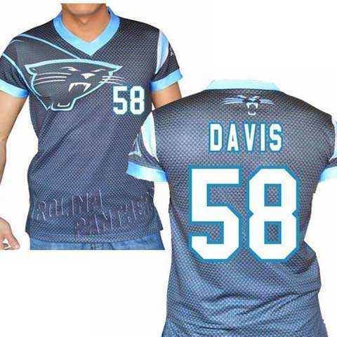 Carolina Panthers #58 Thomas Davis Sr Stretch Name Number Player Personalized Black Mens Adults NFL T-Shirts Tee Shirts