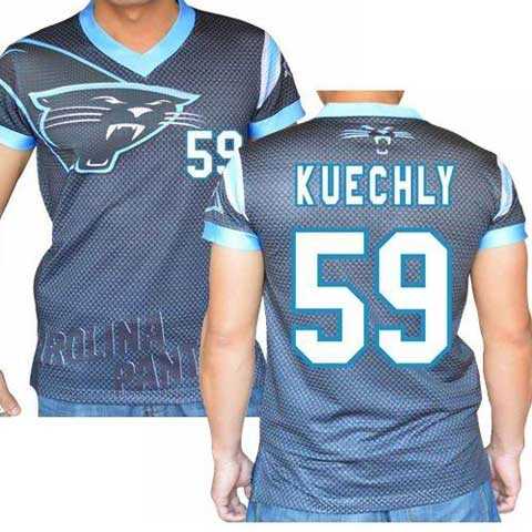 Carolina Panthers #59 Luke Kuechly Stretch Name Number Player Personalized Black Mens Adults NFL T-Shirts Tee Shirts