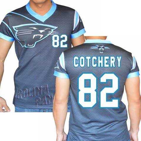 Carolina Panthers #82 Jerricho Cotchery Stretch Name Number Player Personalized Black Mens Adults NFL T-Shirts Tee Shirts