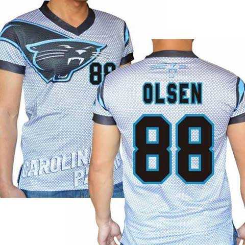 Carolina Panthers #88 Greg Olsen Stretch Name Number Player Personalized White Mens Adults NFL T-Shirts Tee Shirts