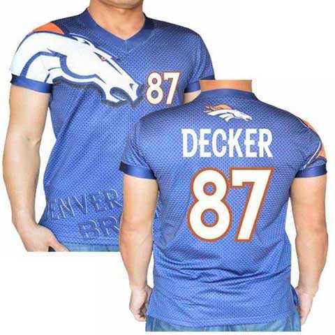 Denver Broncos #87 Eric Decker Stretch Name Number Player Personalized Blue Mens Adults NFL T-Shirts Tee Shirts