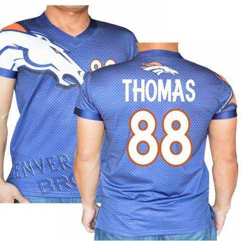 Denver Broncos #88 Demaryius Thomas Stretch Name Number Player Personalized Blue Mens Adults NFL T-Shirts Tee Shirts
