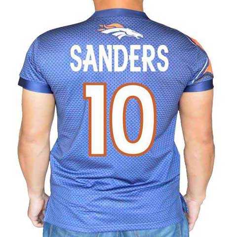 Denver Broncos Navy #10 Emmanuel Sanders Stretch Shirt Name Number Player Personalized Blue Mens Adults NFL T-Shirts Tee Shirts