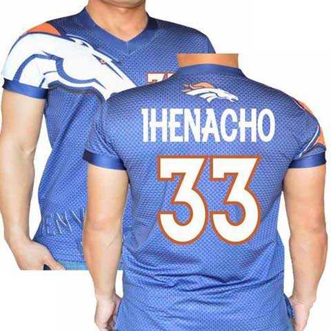 Denver Broncos Navy #33 Duke Ihenacho Stretch Shirt Name Number Player Personalized Blue Mens Adults NFL T-Shirts Tee Shirts