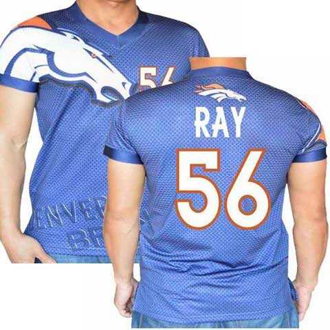 Denver Broncos Navy #56 Shane Ray Stretch Shirt Name Number Player Personalized Blue Mens Adults NFL T-Shirts Tee Shirts
