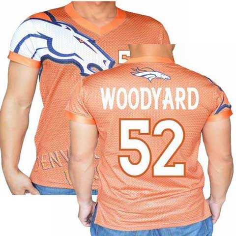 Denver Broncos Orange #52 Wesley Woodyard Stretch Name Number Player Personalized Blue Mens Adults NFL T-Shirts Tee Shirts