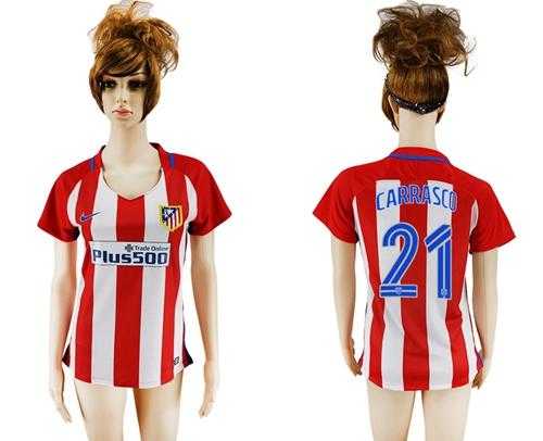 Women's Atletico Madrid #21 Carrasco Home Soccer Club Jersey