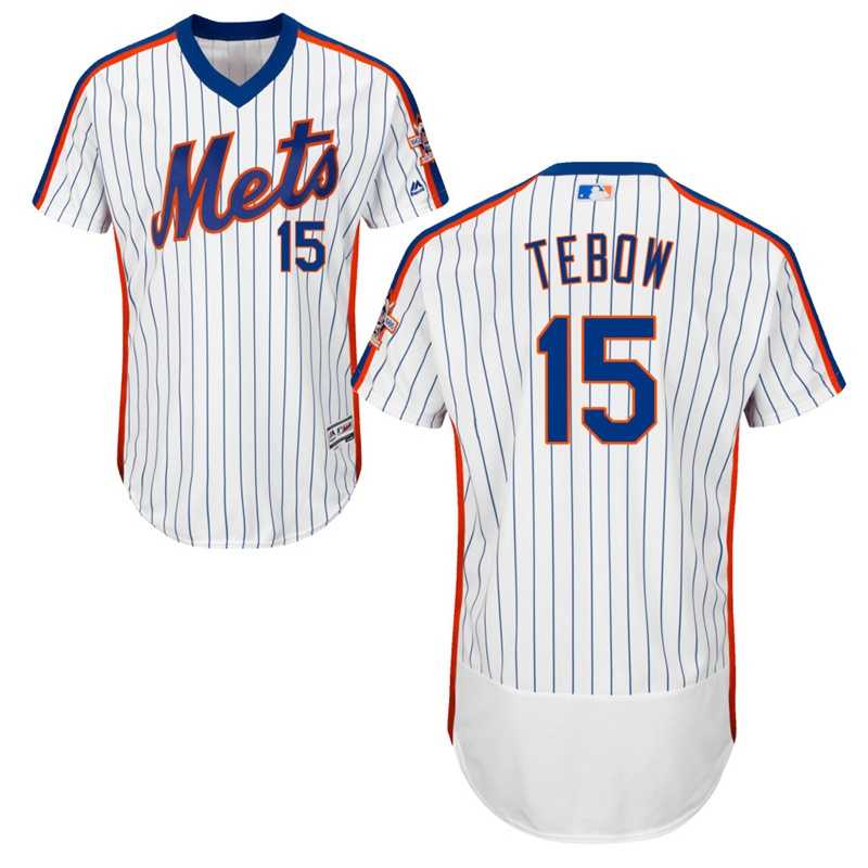 New York Mets Tim Tebow #15 Home White Royal Flexbase Collection MLB Jersey