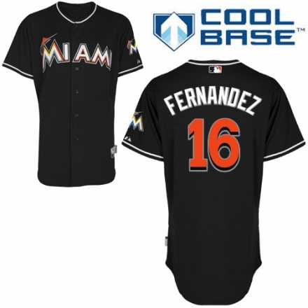 Men's Miami Marlins #16 Jose Fernandez Black Alternate 2 Cool Base MLB Jersey