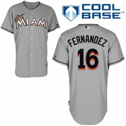 Men's Miami Marlins #16 Jose Fernandez Grey Road Cool Base MLB Jersey