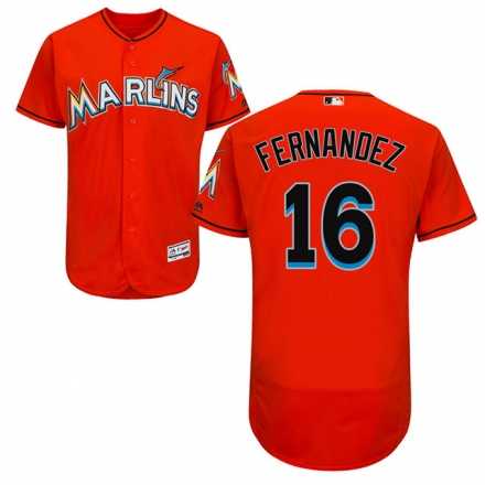 Men's Miami Marlins #16 Jose Fernandez Orange Flexbase Authentic Collection MLB Jersey