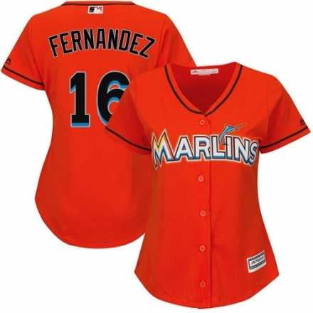 Women Miami Marlins #16 Jose Fernandez Orange Cool Base Player Jersey