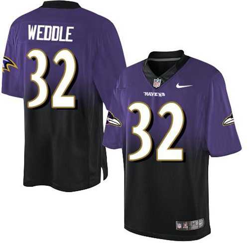 Nike Ravens #32 Eric Weddle Purple Black Men's Stitched NFL Elite Fadeaway Fashion Jersey