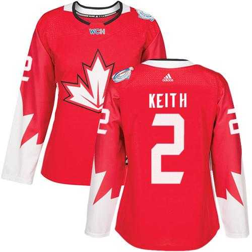 Women's Team Canada #2 Duncan Keith Red 2016 World Cup Stitched NHL Jersey