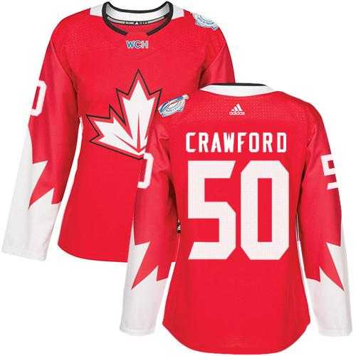 Women's Team Canada #50 Corey Crawford Red 2016 World Cup Stitched NHL Jersey