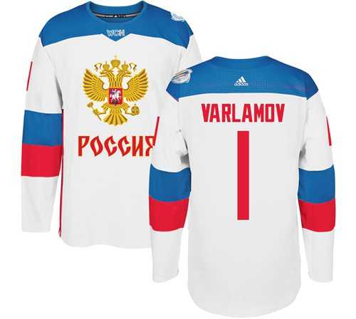 Team Russia #1 Semyon Varlamov White 2016 World Cup Stitched NHL Jersey
