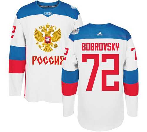 Team Russia #72 Sergei Bobrovsky White 2016 World Cup Stitched NHL Jersey