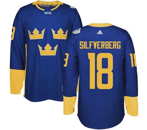 Team Sweden #18 Jakob Silfverberg Blue 2016 World Cup Stitched NHL Jersey