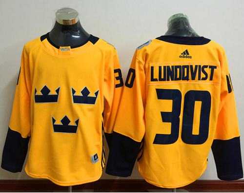 Team Sweden #30 Henrik Lundqvist Gold 2016 World Cup Stitched NHL Jersey