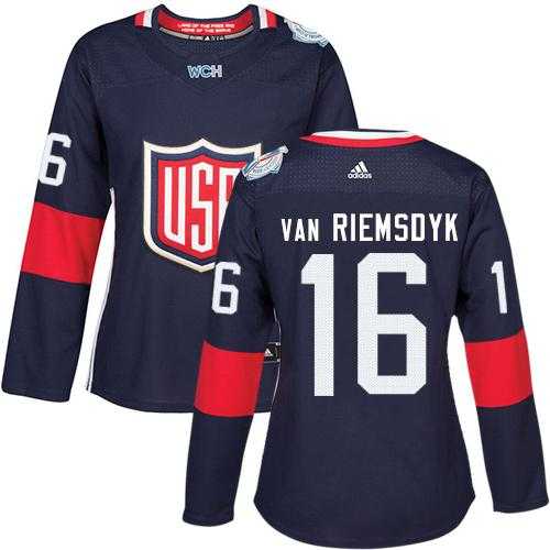 Women's Team USA #16 James van Riemsdyk Navy Blue 2016 World Cup Stitched NHL Jersey